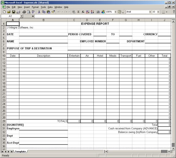 free expense report template. expense report template