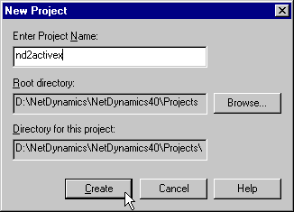 Accessing COM Components from the NetDynamics Application Server: Set project name