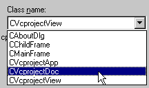Accessing a Visual C++ EXE from Java: Select project document class