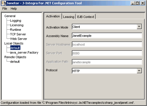 Using Janetor setup default local object using HTTP protocol