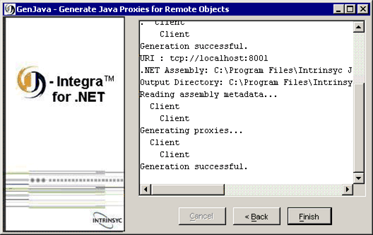 GenJava Java Proxies for Remote Objects generation successful