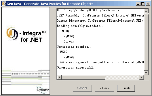 GenJava Java Proxies for Remote Objects generation successful