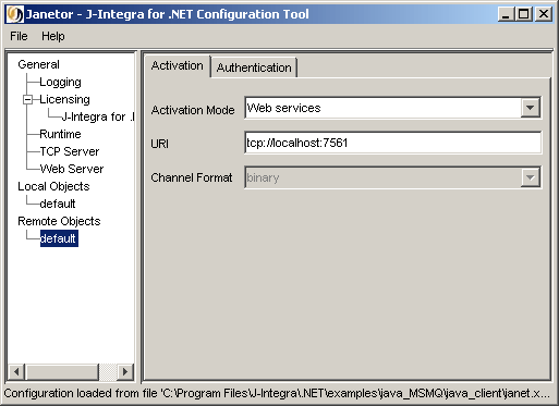 Setup default remote objects in Janetor configuration tool