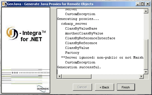 GenJava Java Proxies for Remote Objects generation successful
