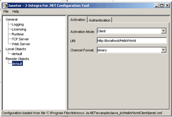 Setup default remote objects in Janetor configuration tool