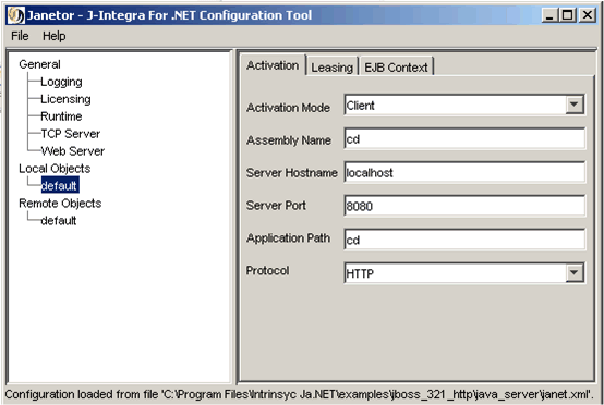 Setup default local objects in Janetor configuration tool
